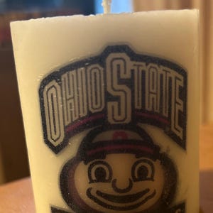 Ohio State Buckeyes Candle: white pillar, Game Day Decor
