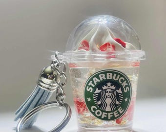 Starbucks inspired keychain (clear with fruit)