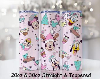 Diseño PNG para vaso térmico Mickey & Friends: 20 oz, 30 oz, diseño recto/cónico delgado (descarga digital)