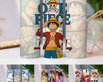 Lot de 4 emballages pour verres pirates Anime PNG | Conception de 20 oz pour sublimation, téléchargement numérique