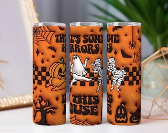 Emballage de gobelet citrouille d'Halloween PNG, Design en sublimation automne effrayant (téléchargement numérique)