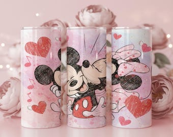 Emballage de gobelet Mickey amour Saint-Valentin PNG : 20 oz gobelet maigre Design téléchargement numérique