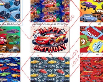 Caricature de voiture de course numérique 20 oz papier peint - Fête d'anniversaire pour enfants (fichiers PNG)