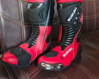 Suzuki GSX-R Leather Motorcycle Boots: Racing Bike Gear