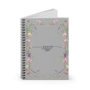 Cahier floral à spirales Jésus vous aime - Journal chrétien pour femme et fille