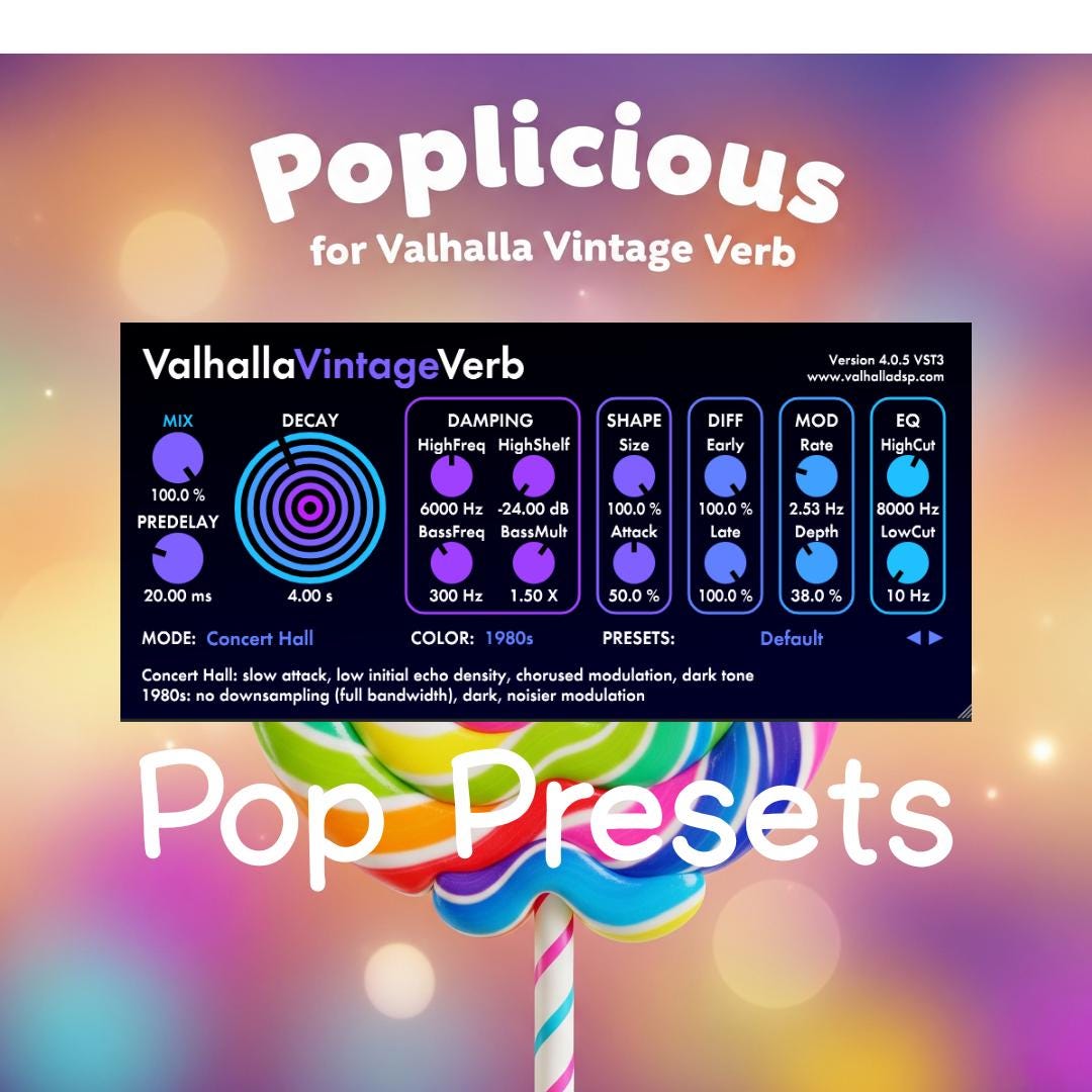 Pop Verb Valhalla Vintage Verb Pop Presets | Poplicous - Etsy