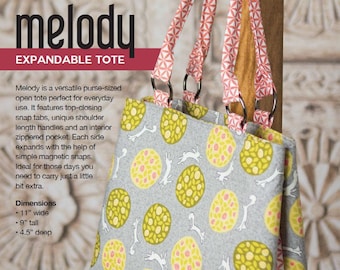Swoon patterns: Melody expandable tote - pdf bag purse tote sewing pattern