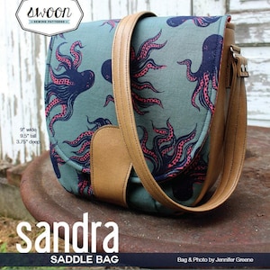 Swoon patterns: sandra saddle bag - pdf vintage purse crossbody handbag sewing pattern