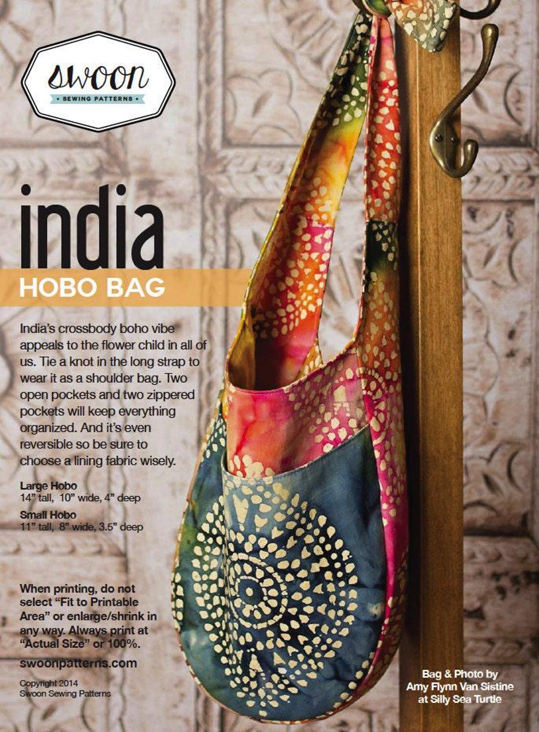 India Hobo Bag Sewing Pattern: Reversible Crossbody (PDF Pattern