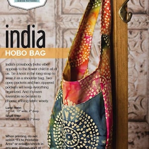 India Hobo Bag Sewing Pattern: Reversible Crossbody (PDF Pattern)