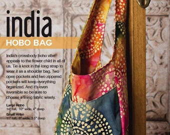 India Hobo Bag Sewing Pattern: Reversible Crossbody (PDF Pattern)