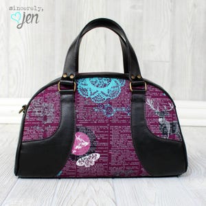 Swoon patterns: maisie bowler handbag - pdf vintage bowling purse tote handbag bag sewing pattern