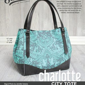 Swoon patterns: charlotte city tote - pdf vintage purse tote handbag sewing pattern