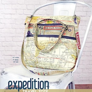 Swoon pattern: expedition tote - downloadable pdf travel bag purse sewing pattern