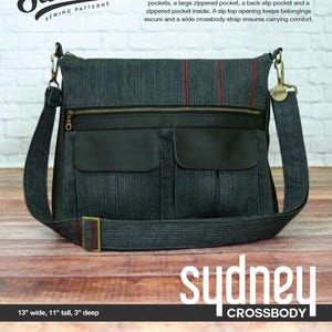 Swoon patterns: sydney crossbody bag - pdf vintage large crossbody purse tote handbag sewing pattern