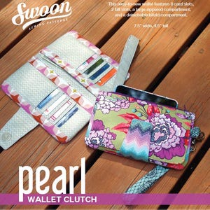 Swoon-Muster: Perlentaschen-Kupplung - pdf Vintage-Brieftasche Bifold-Armband Schnittmuster