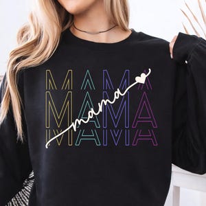 Mama Sweatshirt Retro Gradient Script, Mama Crewneck Shirt, Gift For Mom, Mama Mini Mama Shirt, Mother's Day Gift Pullover, Mom Life Hoodie