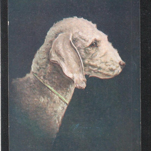 Bedlington Terrier dog the embossed card was given away by De Reszke cigarettes -slightly smaller than a normal postcard