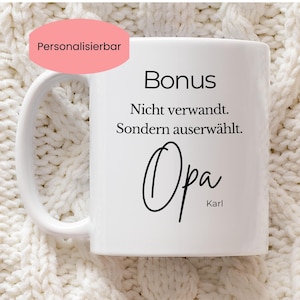 Personalized Bonus Opa Mug, Chosen Grandfather Gift, Patchwork Family Mug