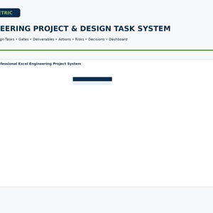 Engineering Project Tracker | Design Task Management Excel Template & Dashboard