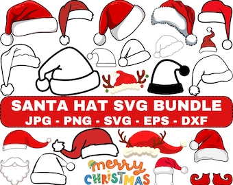Santa Hat Clipart, Christmas Shirt SVG, Cut File, PNG (Digital Download)