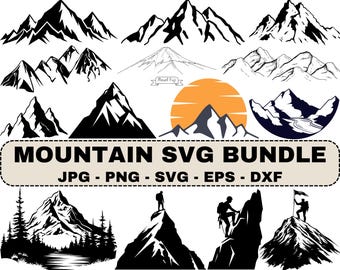 Pacchetto SVG di montagna: disegni paesaggistici disegnati a mano (download digitale)