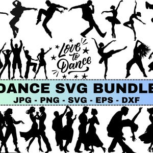 Danssilhuett SVG-paket: Clipart, klippfil (digital nedladdning)