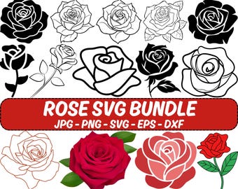 Rose SVG Clipart Bundle: Flowers Cut Files for Cricut (Digital Download)