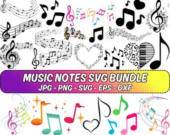 Music Notes SVG Bundle: Musical Clipart, Cricut Cut Files (Instant Download)