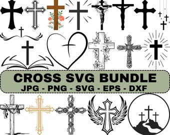 Christian Cross SVG Bundle: Silhouette, Cricut Cut File (Digital Download)