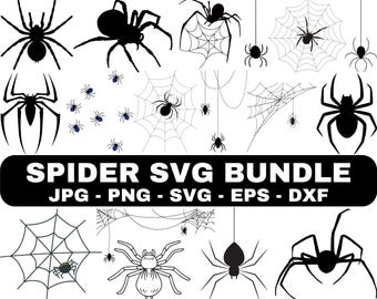 Bundle SVG araignée : Clipart d'araignée d'Halloween, silhouette d'insectes (téléchargement numérique)