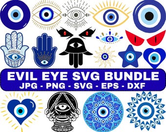 Evil Eye SVG Bundle: Ojo Turco, Hamsa Clipart (Digital Download)