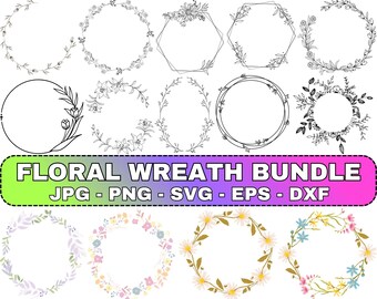 Floral Wreath SVG Bundle: Botanical Circle Frames (Digital Files)