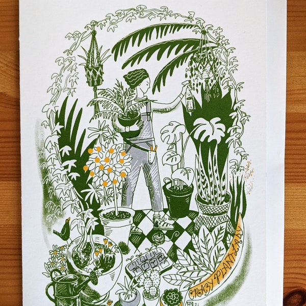 Crazy Plant Lady - Greetings Card - Original Design