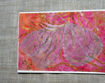Boda leaves on batik fabric cards