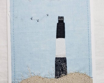 Oak Island Lighthouse,  NC - fabric art card