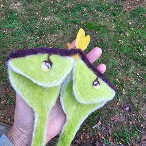 Luna moth needle felted by hand.