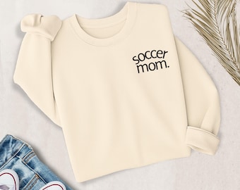 Soccer Mom Sweatshirt with Tiny Heart | Minimal Left Chest Graphic Crewneck | Trendy Game Day Gift for Mom | Comfort Colors Pullover