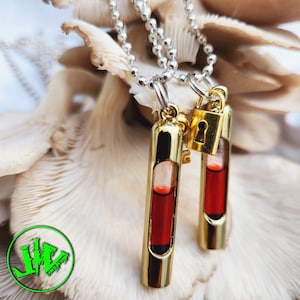 18K Karat Gold-Plated Blood Vials | Blood Vial Jewelry |  Blood Vial Necklaces | Couples Blood Vials | Double Pendant Kit | Christmas Gift