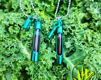 Emerald Green Color Blood Vial Kit | Blood Vial Jewelry |  Blood Vial Necklaces | Vials for Blood | Christmas Present