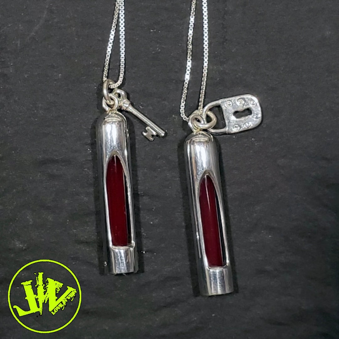 Sterling Silver & Glass Blood Vial Pendants for Long Distance Couples
