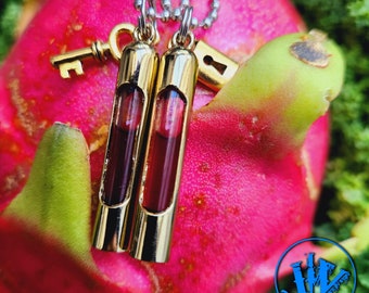 18K Karat Gold-Plated Blood Vial Kit | Blood Vial Jewelry |  Blood Vial Necklaces | Double Blood Vial Set for Life Partners
