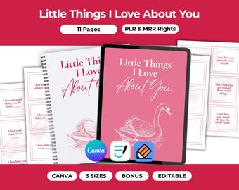 Little Things I Love About You Book, Valentines Day Couple Gift, PLR MRR Canva