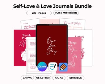 Diario de amor y relaciones, regalo de aniversario de San Valentín, guía de agenda (tamaño carta A4/A5), plantillas editables de Canva (PLR/MRR)