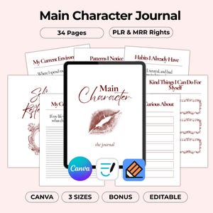 Main Character Journal, New Era Aesthetic Planner, Minimalist Elegant Workbook, Canva Editable Printable PDF Template, PLR MRR Resell