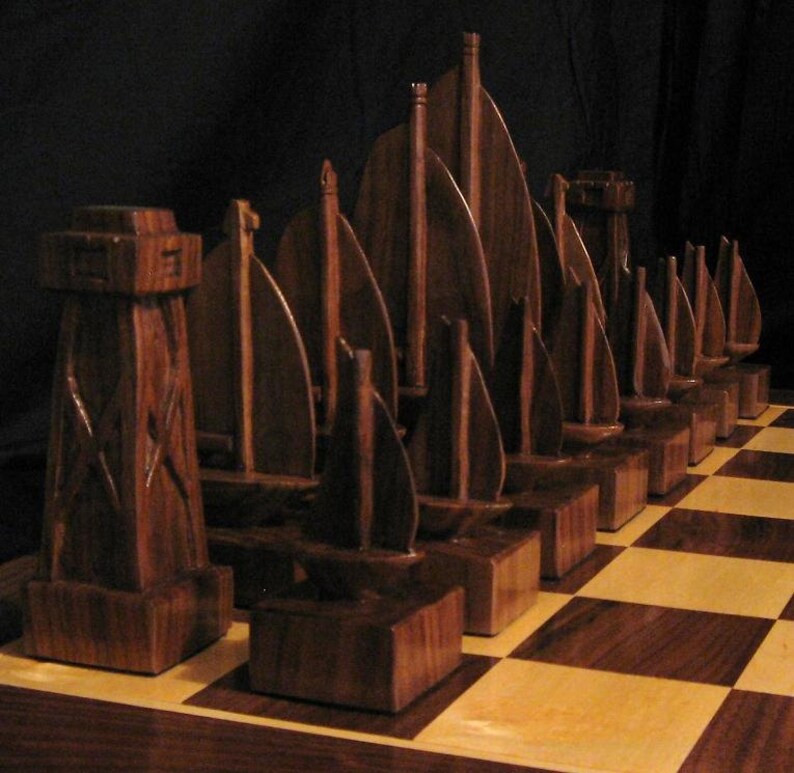 Sailboat Chess Set The Captain's Edition handmade chess Etsy
