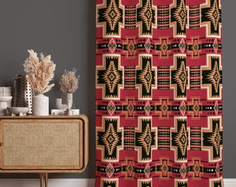Boho Southwestern Curtain Panel: Geometric Tribal Print, Cotton Blend