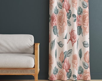 Rose Floral Curtain: Pink Flower Drapery