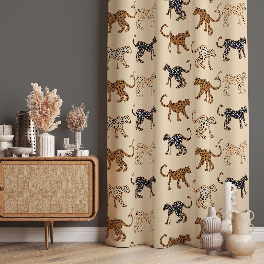 Leopard Print Curtain Panel: Safari Animal Print, Cotton Blend Custom