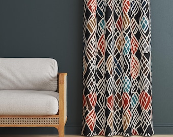 Geometric Navajo Blackout Curtain, Southwestern Tribal Print
